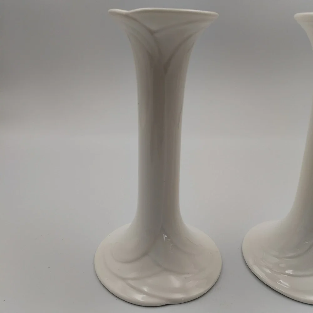 Vtg Royal Doulton Hotel Porcelain England White Candlestick Hloders 6. 5